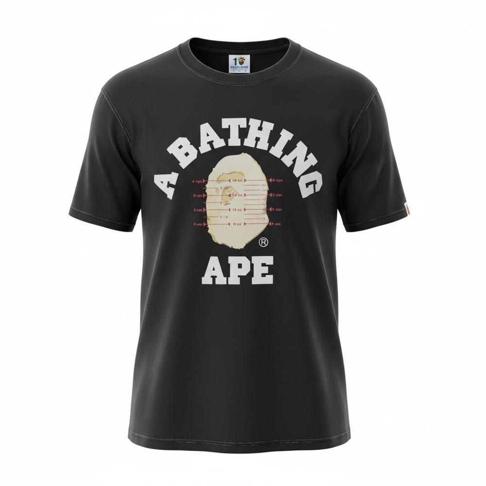 A Bathing Ape BAPE Mens Black Graphic Logo T-Shirt Short Sleeve Crew Neck L - Picture 3 of 3